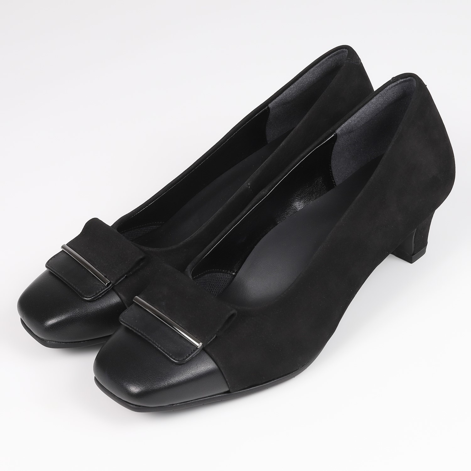 【OUTLET】With Width（ウィズウィズ）共革デザインパンプス ブラックヌバック