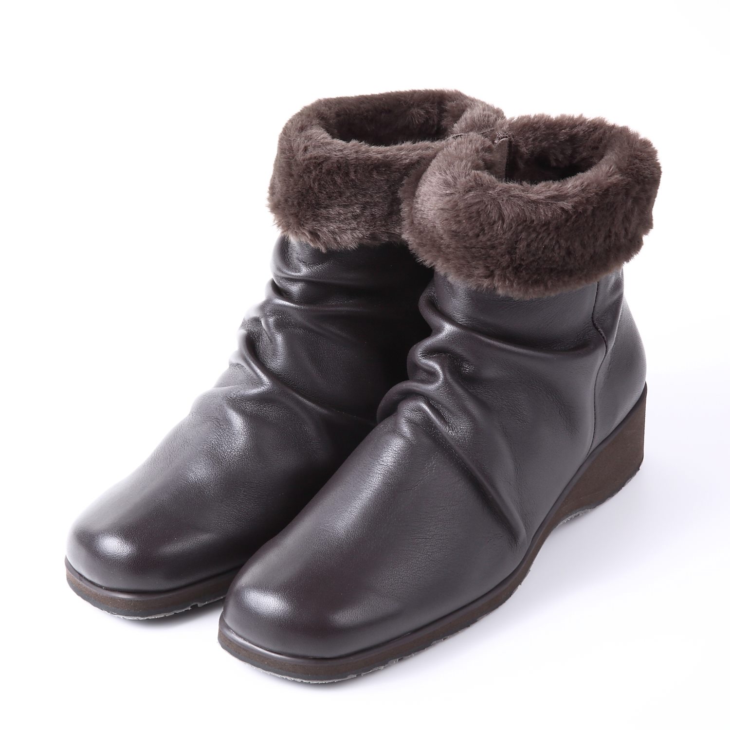 【OUTLET】VITA NOVA抗ウイルス仕様2wayスクエアブーツ　ダークブラウンファブリック