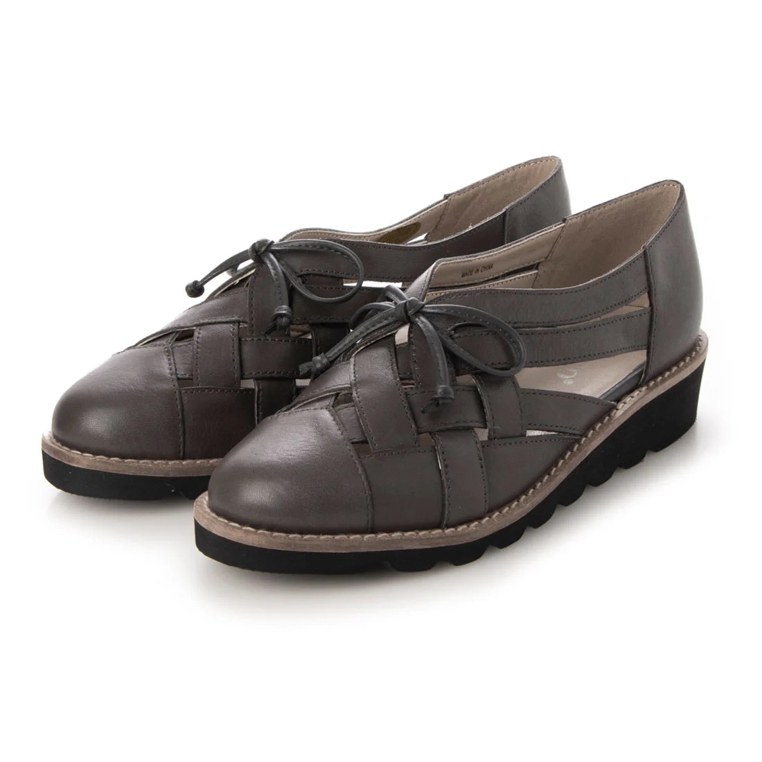 【OUTLET】KISCO（キスコ）リボンモチーフメッシュスリッポン　ブラック