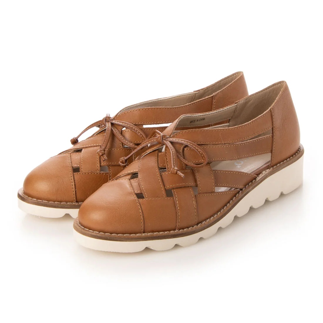 【OUTLET】KISCO（キスコ）リボンモチーフメッシュスリッポン　キャメル