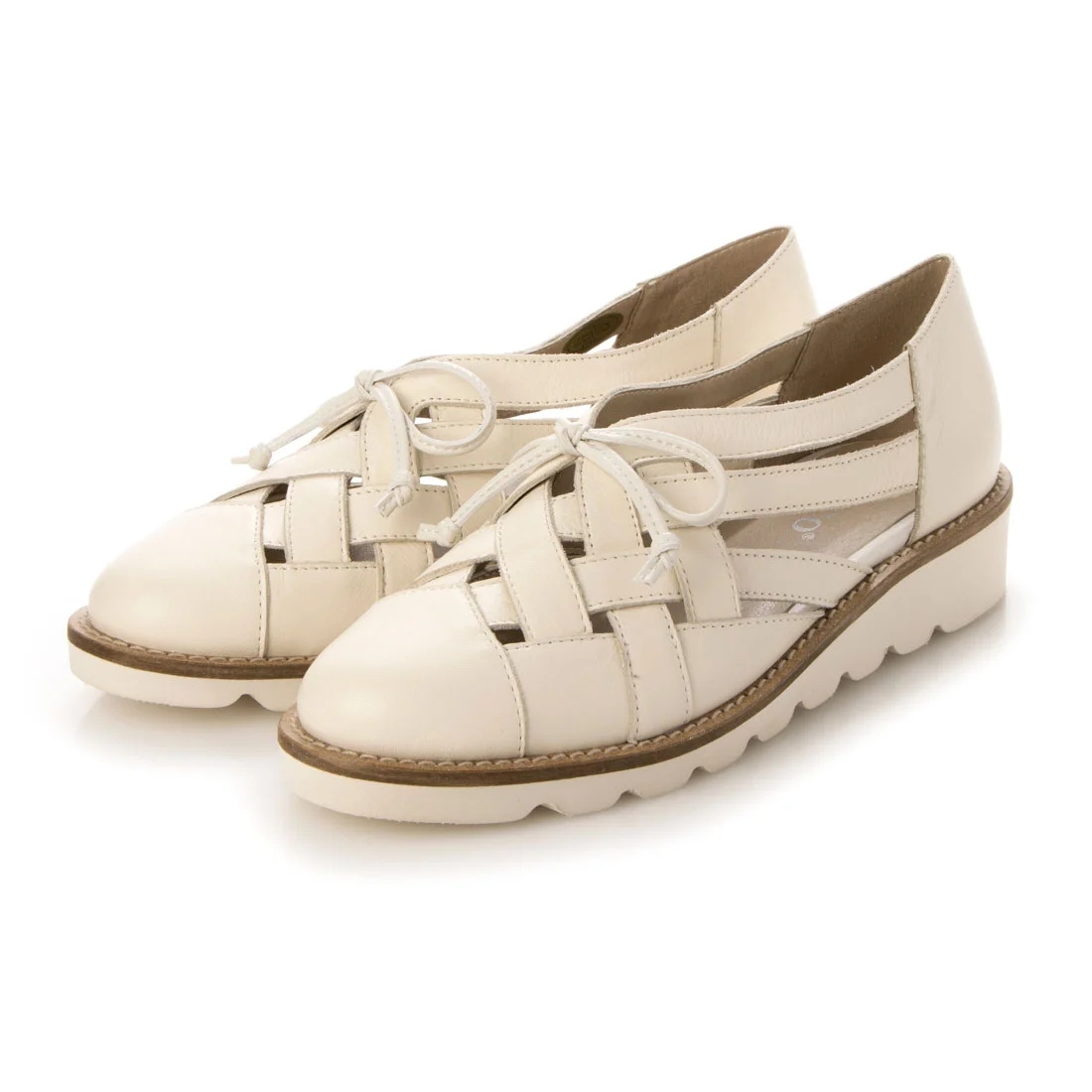 【OUTLET】KISCO（キスコ）リボンモチーフメッシュスリッポン　アイボリー