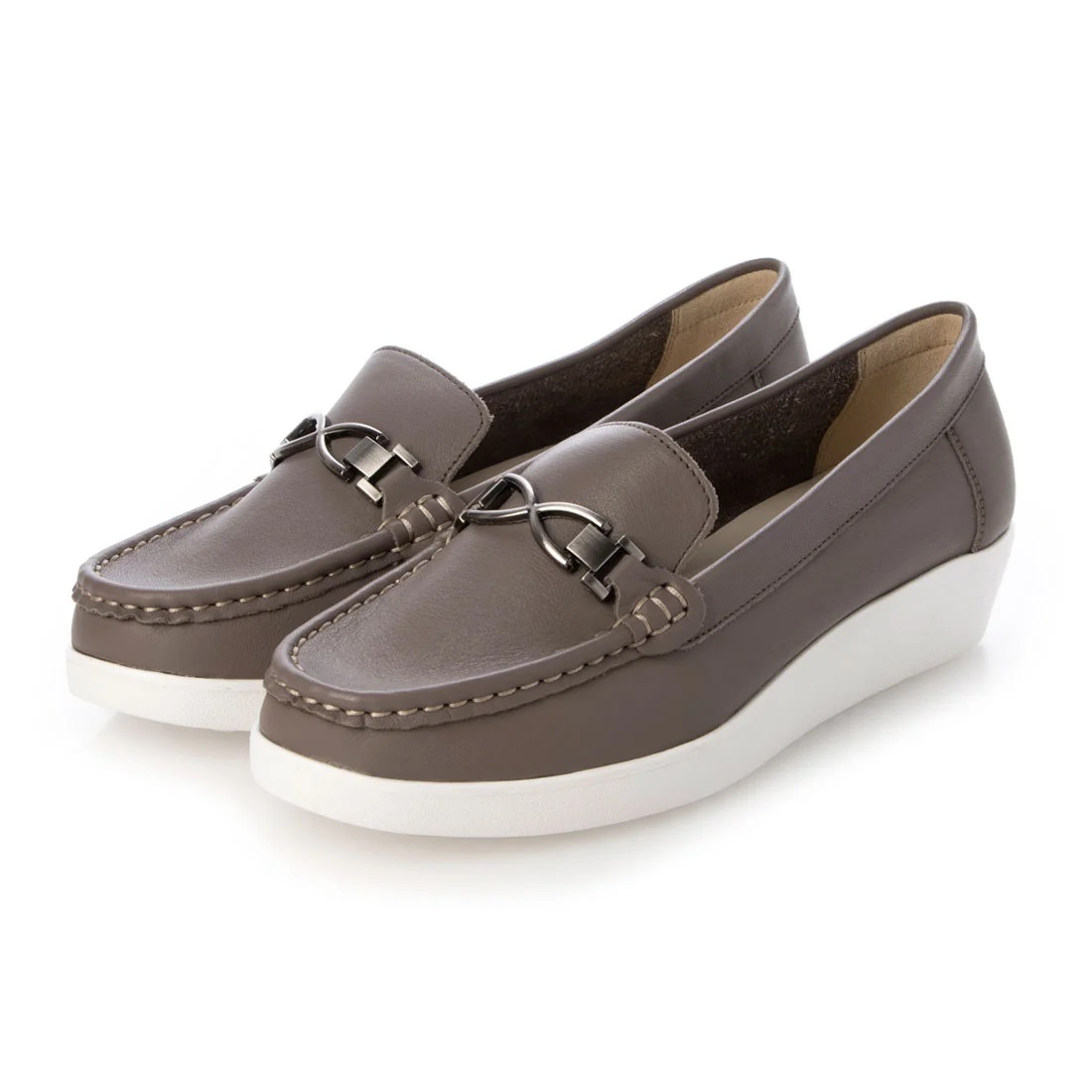 【OUTLET】KISCO（キスコ）ビット飾りカジュアルスリッポン　グレージュ