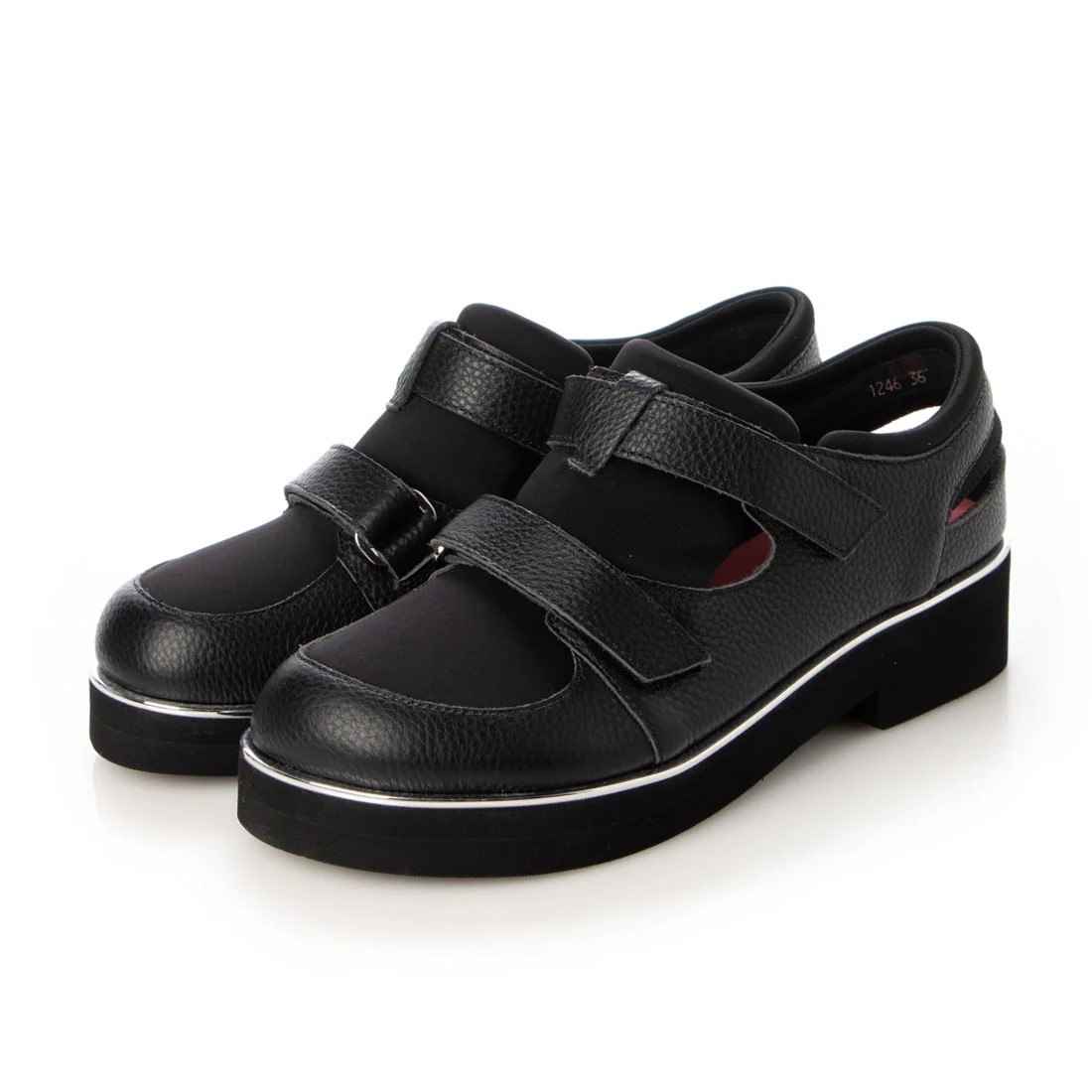 【OUTLET】KISCO（キスコ）ダブルベルトスポカジシューズ　ブラック