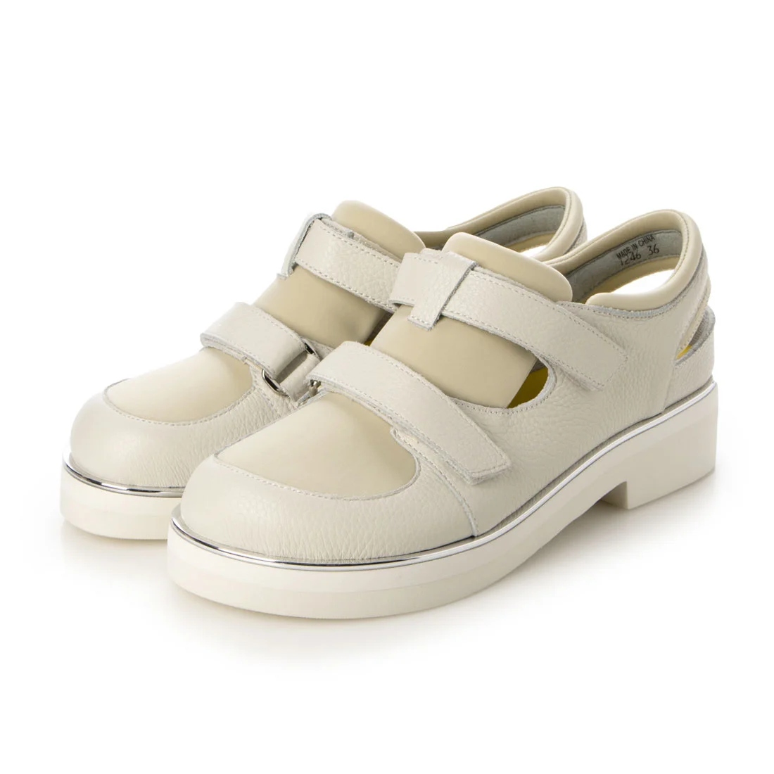 【OUTLET】KISCO（キスコ）ダブルベルトスポカジシューズ　アイボリー