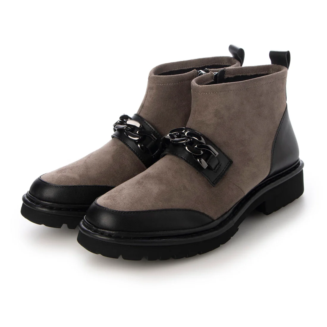 【OUTLET】KISCO（キスコ）チェーンビットストレッチブーツ　ベージュブラック