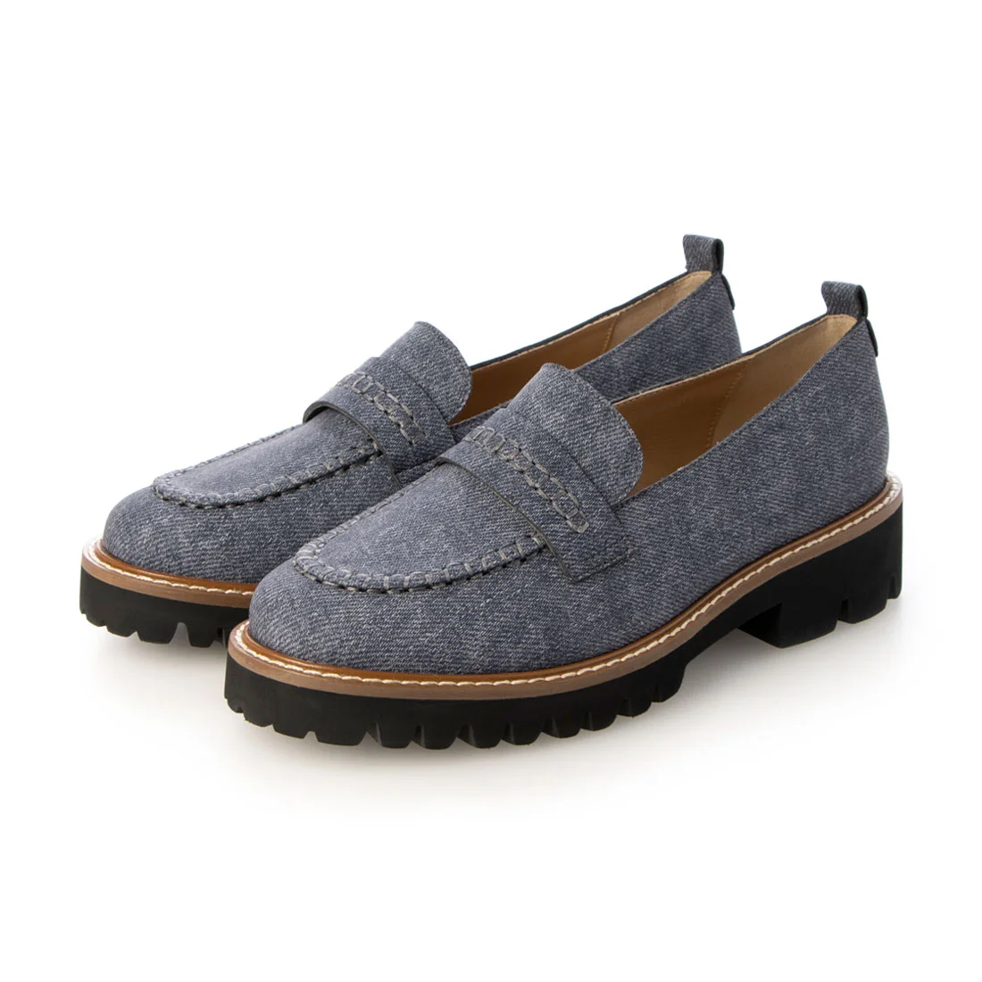 【OUTLET】KISCO（キスコ）ステッチワークボリュームソールローファー　デニム