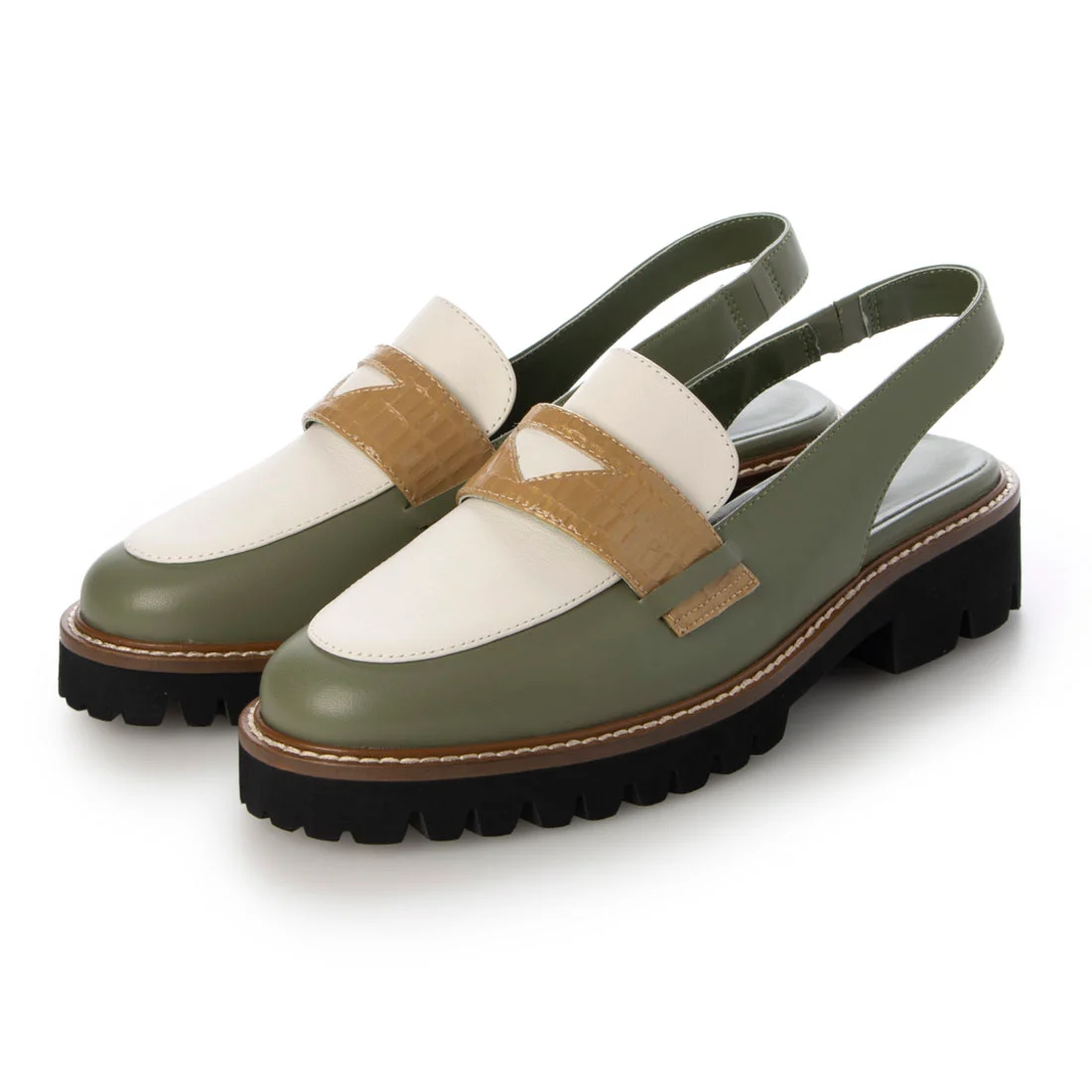 【OUTLET】KISCO（キスコ）スリングバックボリュームソールローファー　マルチ