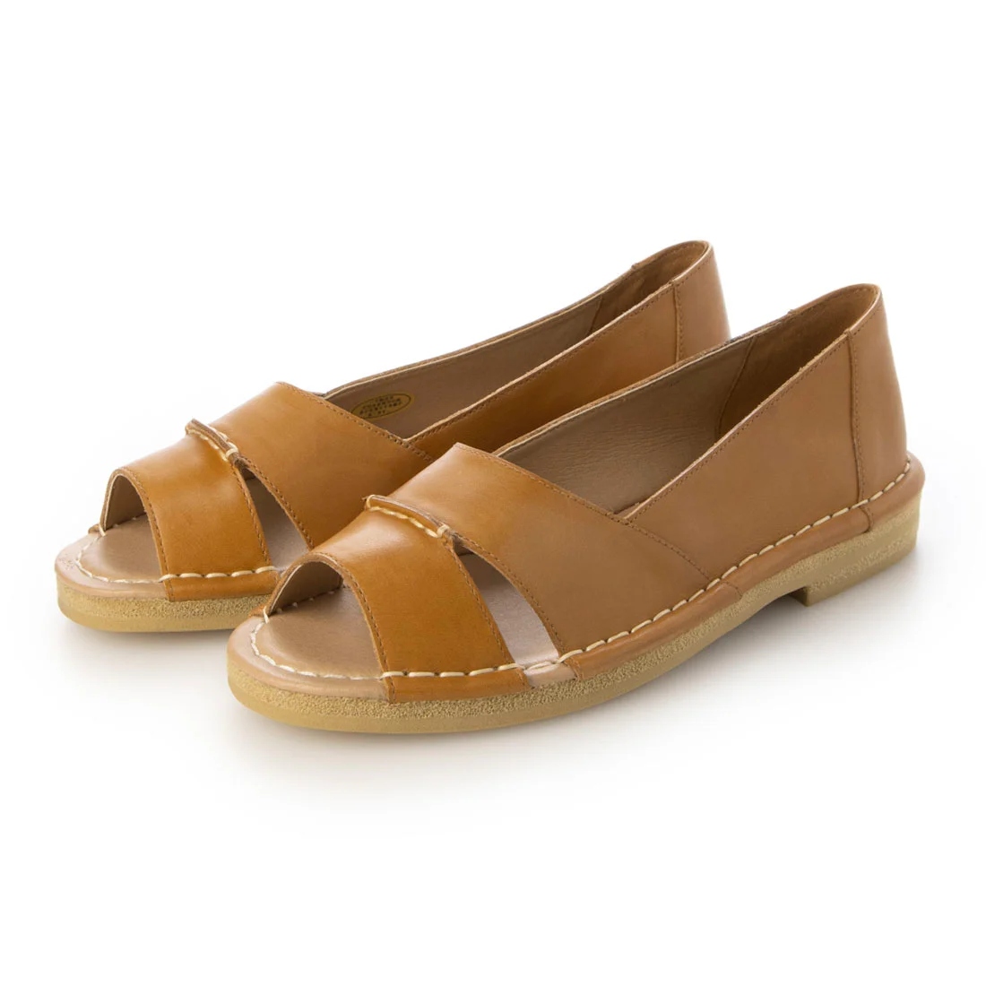【OUTLET】KISCO（キスコ）サイドスリットフラットシューズ　キャメル