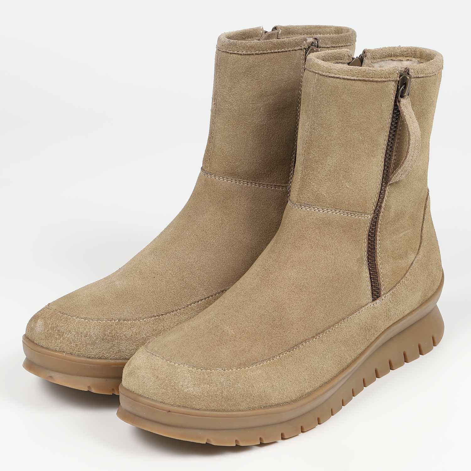 【OUTLET】KISCO（キスコ）ボアショートブーツ　ベージュスエード