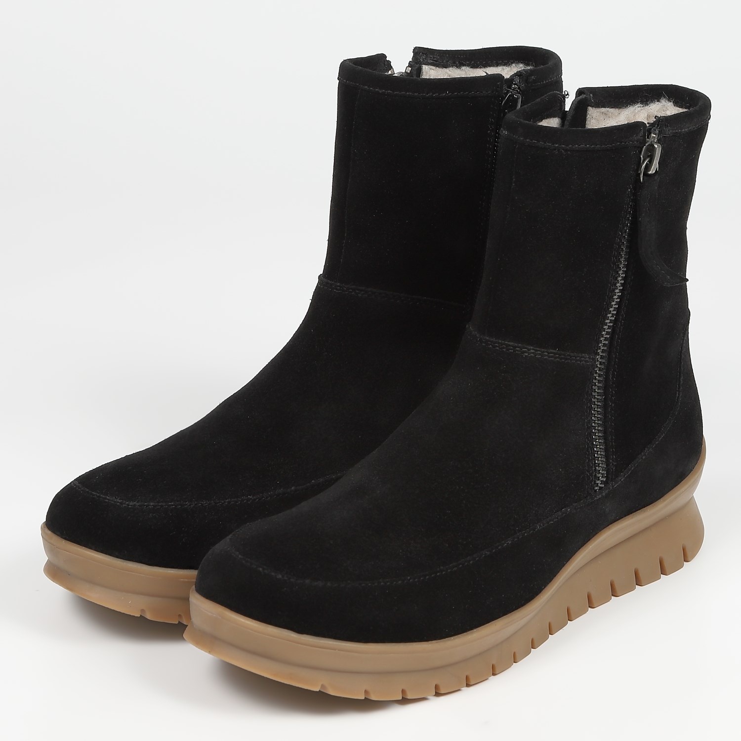 【OUTLET】KISCO（キスコ）ボアショートブーツ　ブラックスエード