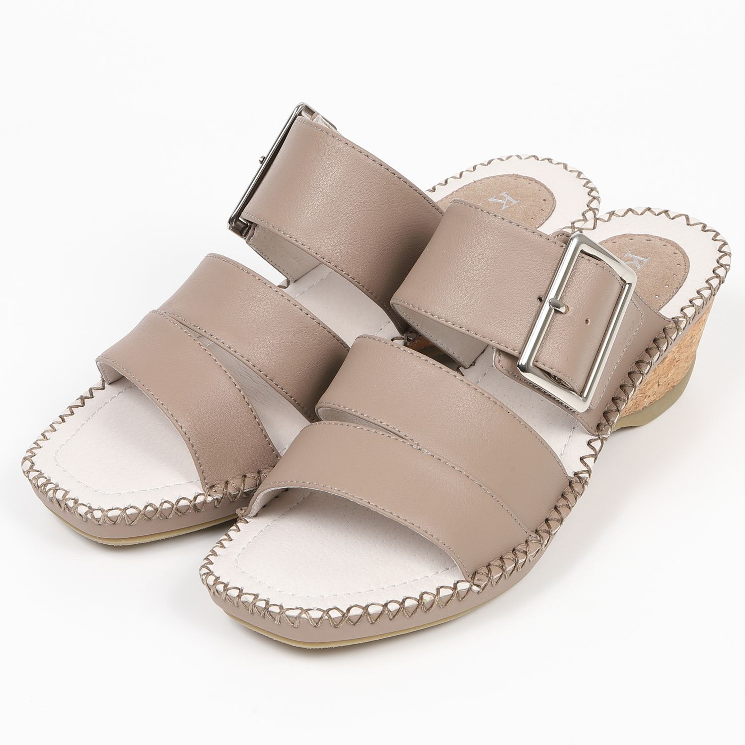 KISCO（キスコ）ベルトスクエアミュール　ダークベージュ