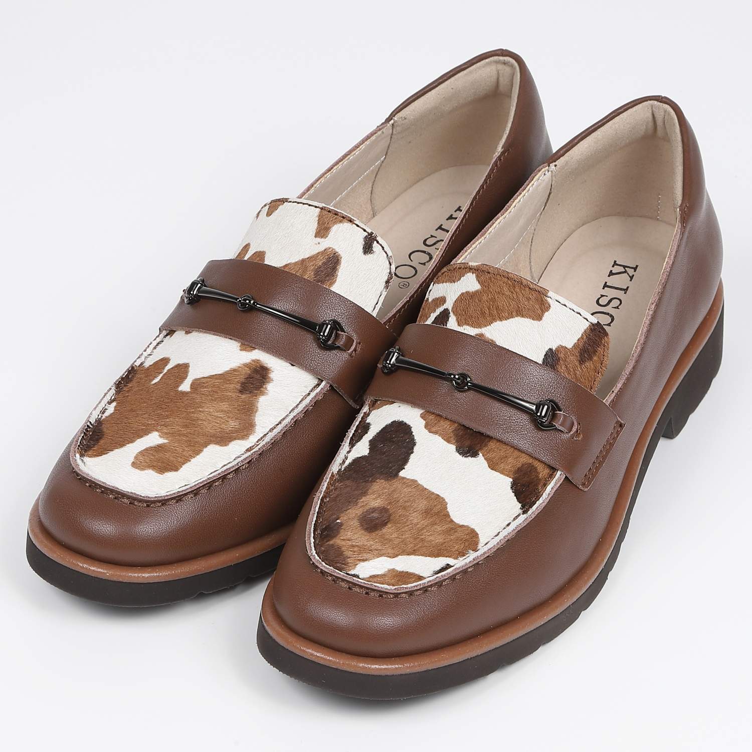 こーちゃ KISCO（キスコ）チェーンデザインローファー カウコンビ