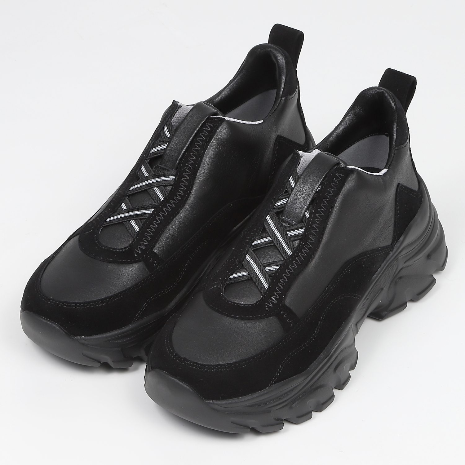 KISCO（キスコ）クロスゴムハイカットスニーカー ブラック｜BARCLAY