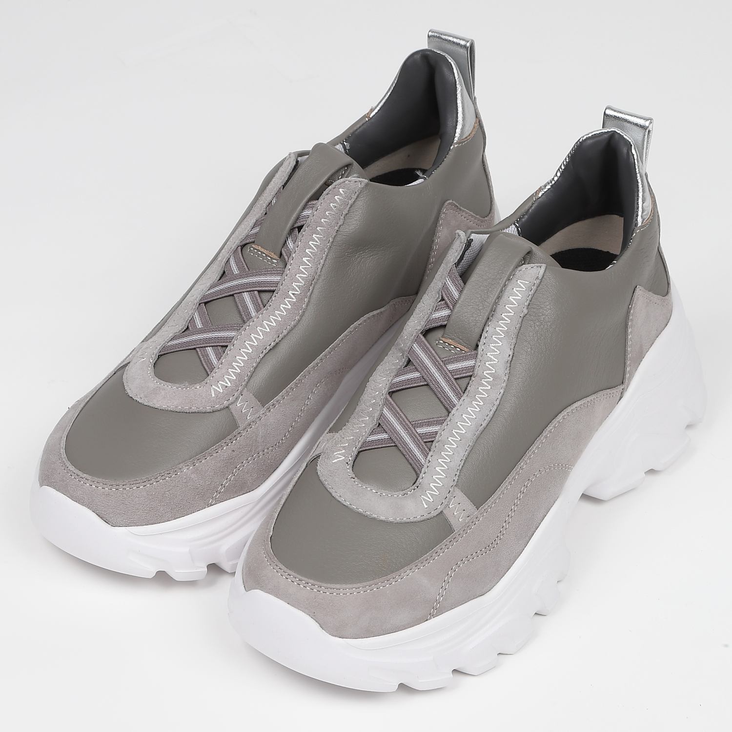 KISCO（キスコ）クロスゴムハイカットスニーカー グレー｜BARCLAY