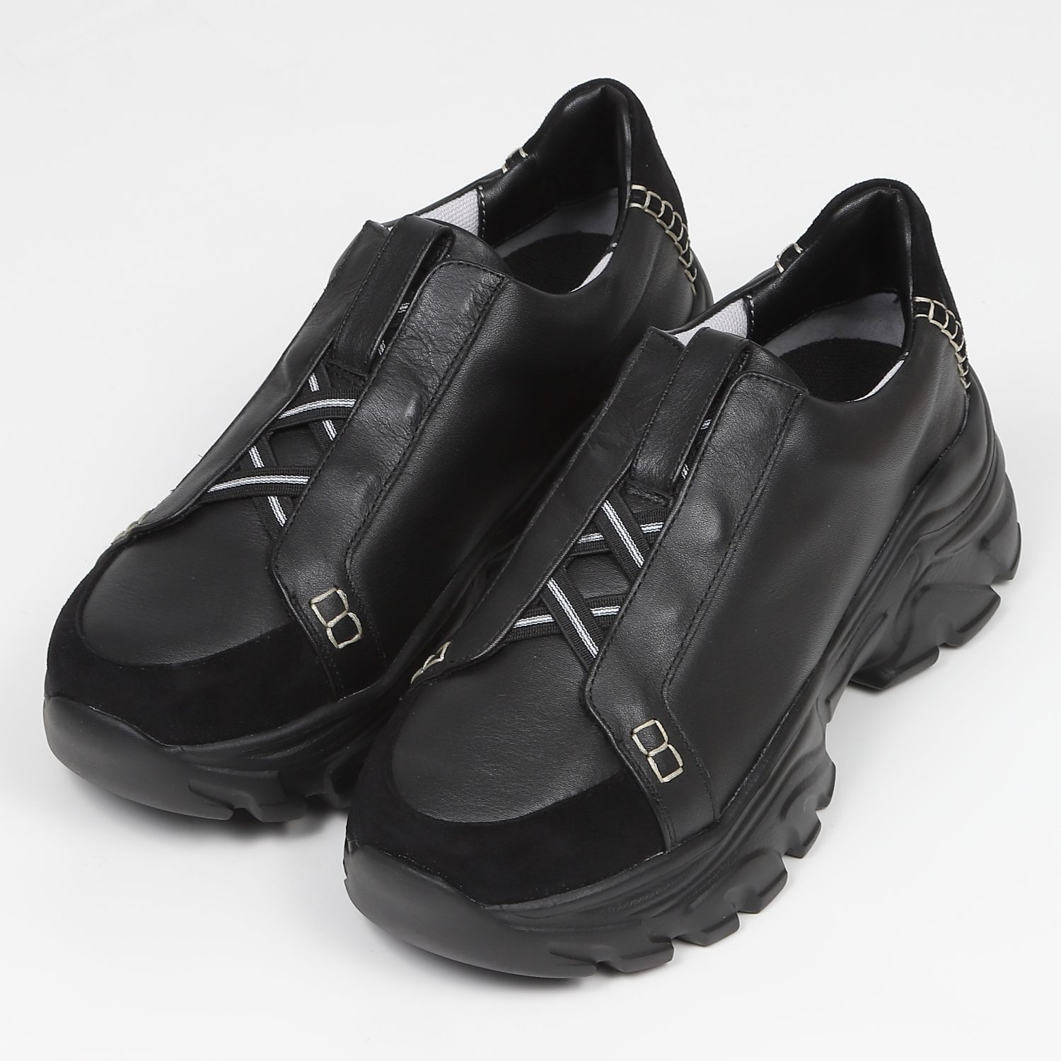 KISCO（キスコ）クロスゴムブラッチャースニーカー ブラック｜BARCLAY