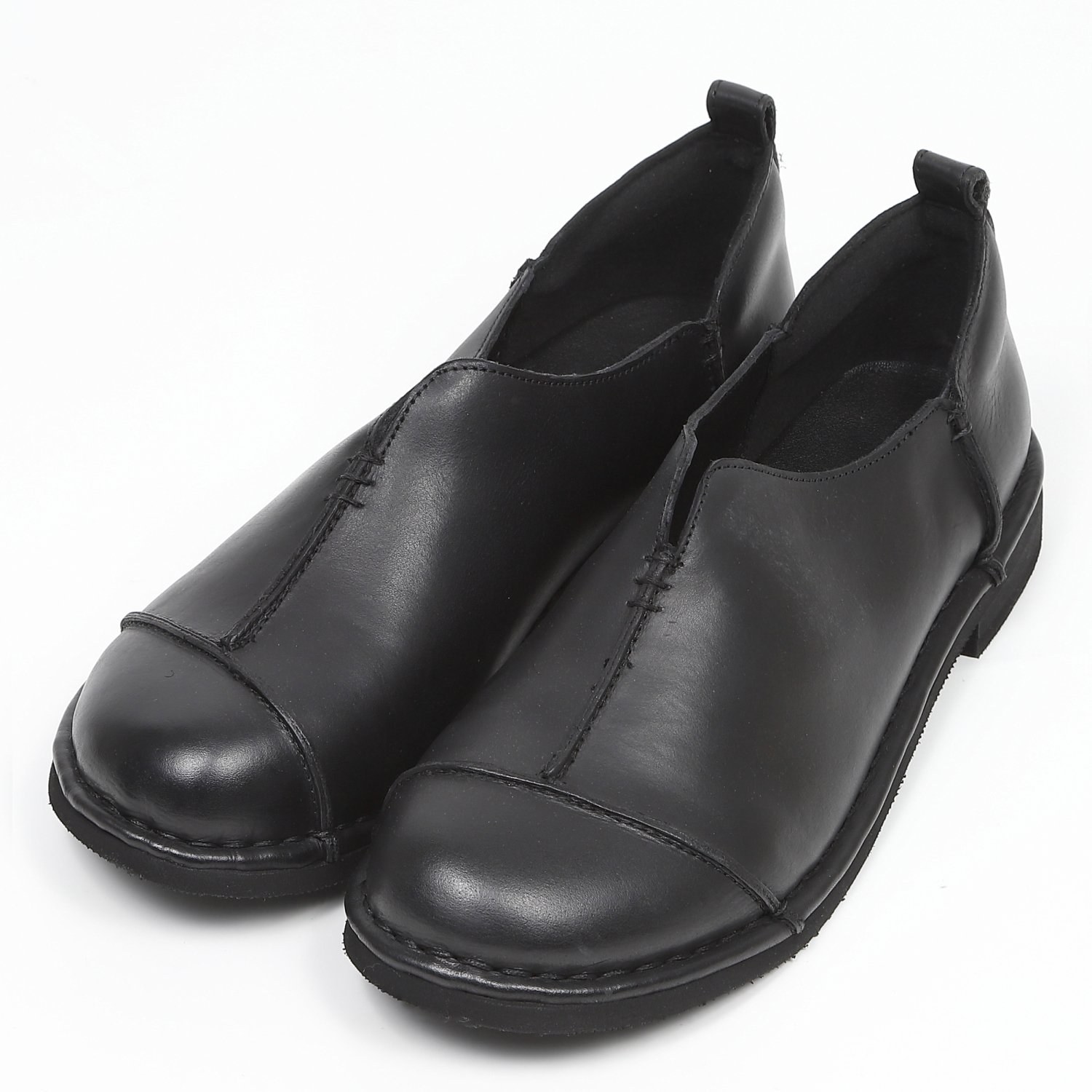 KISCO（キスコ）アウトステッチVカット軽量シューズ　ブラック