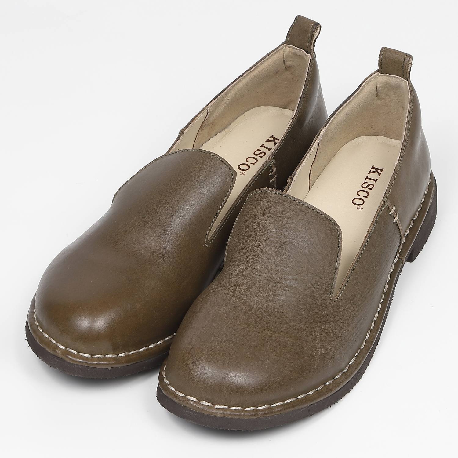 cookoo2 カーキ色 KISCO（キスコ）アウトステッチオペラカット軽量シューズ カーキ