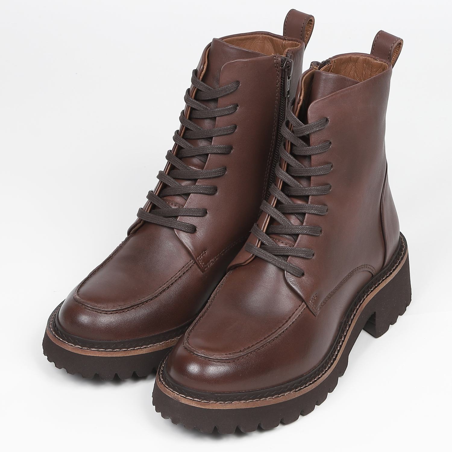 【SALE】KISCO（キスコ）トラックソールレースアップブーツ　ブラウン