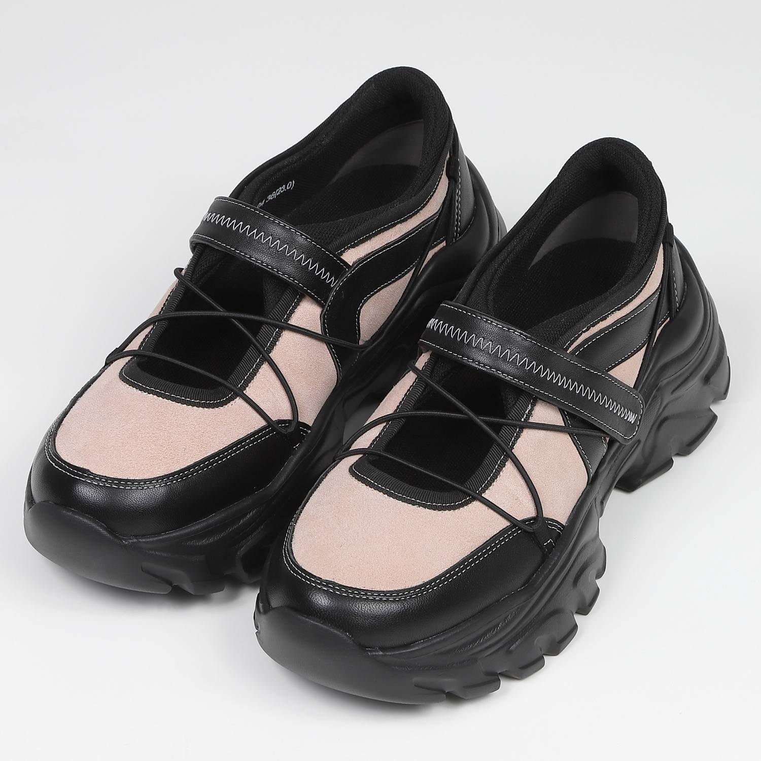 KISCO（キスコ）メリージェーンスニーカー　ピンクベージュコンビ