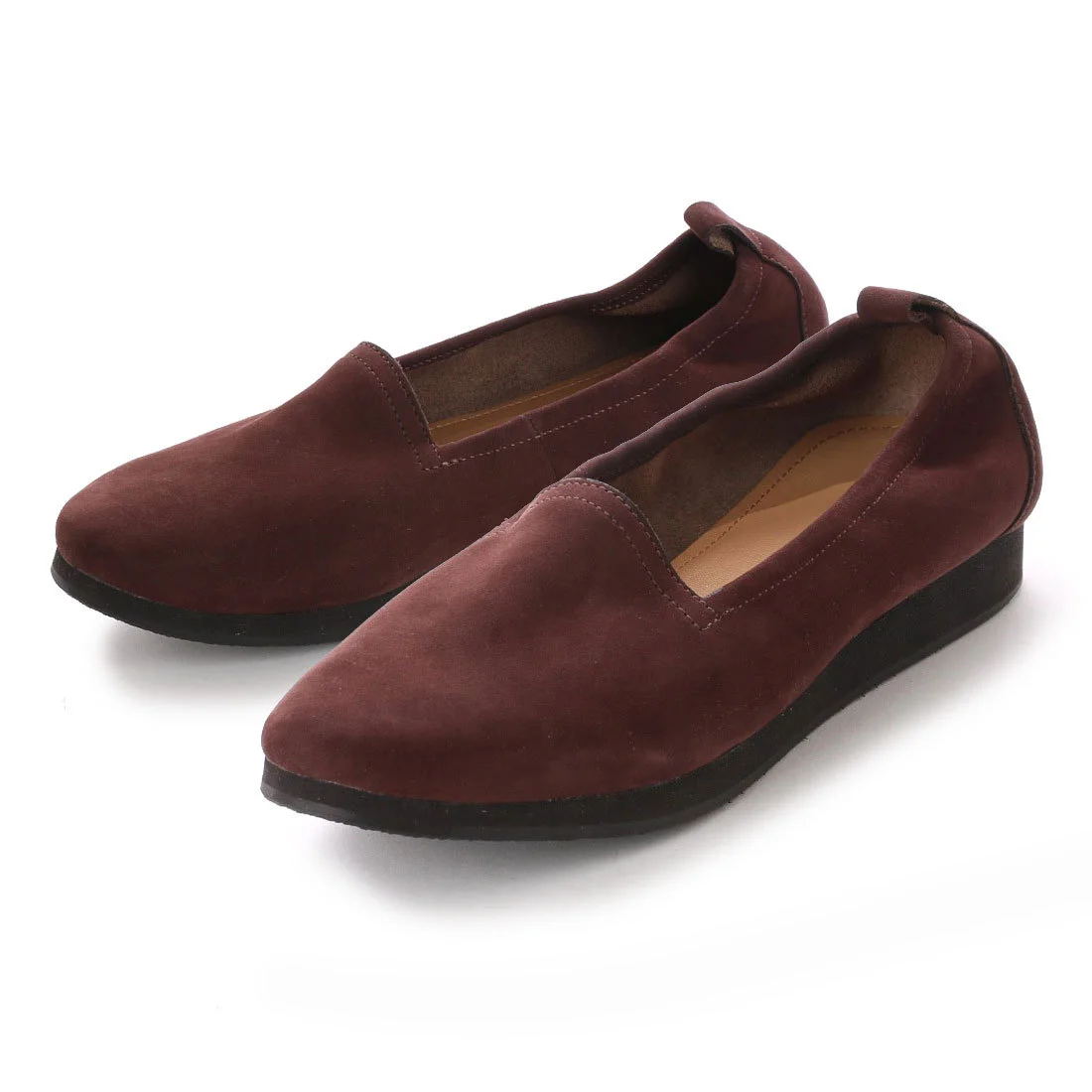 【OUTLET】KISCO（キスコ）カジュアルベーシックローヒールシューズ　ワイン