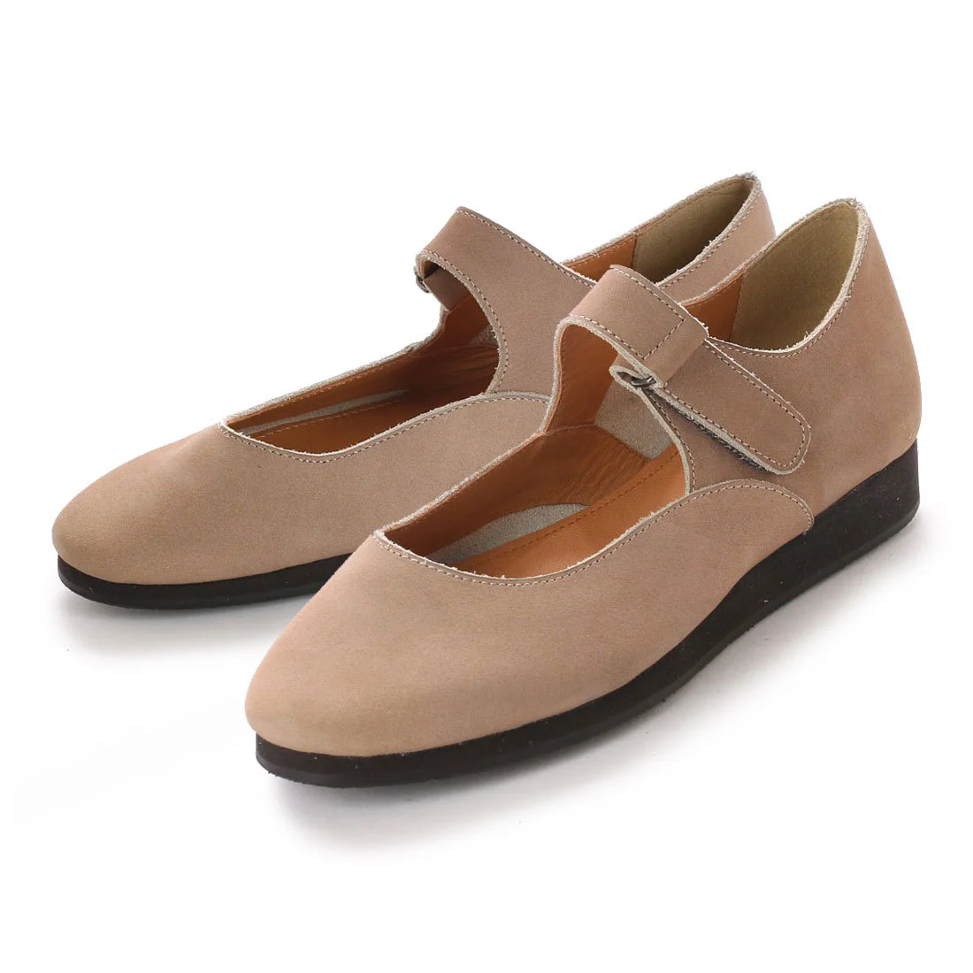 【OUTLET】KISCO（キスコ）マジックテープ仕様インステップストラップシューズ　ベージュ