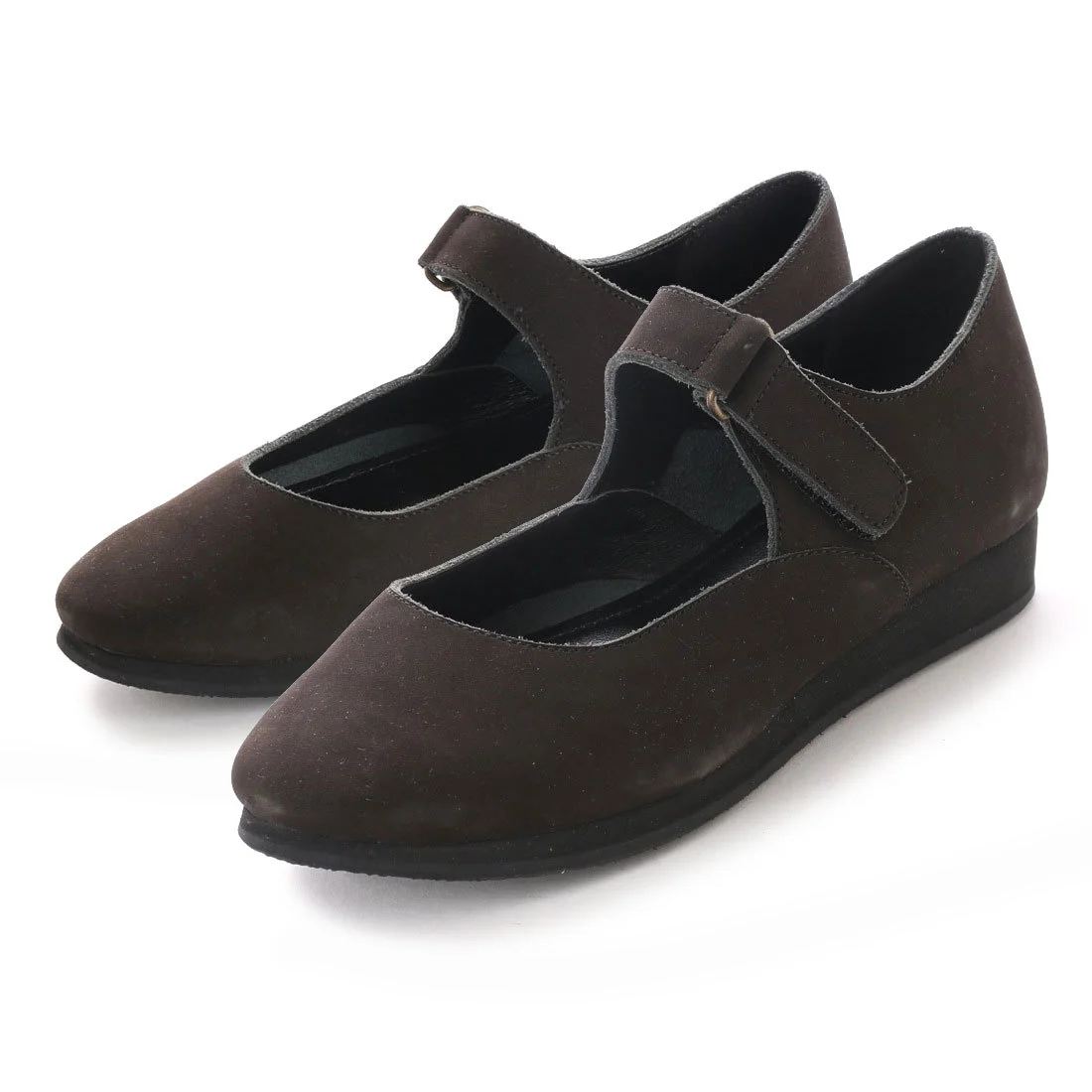 【OUTLET】KISCO（キスコ）マジックテープ仕様インステップストラップシューズ　ブラック