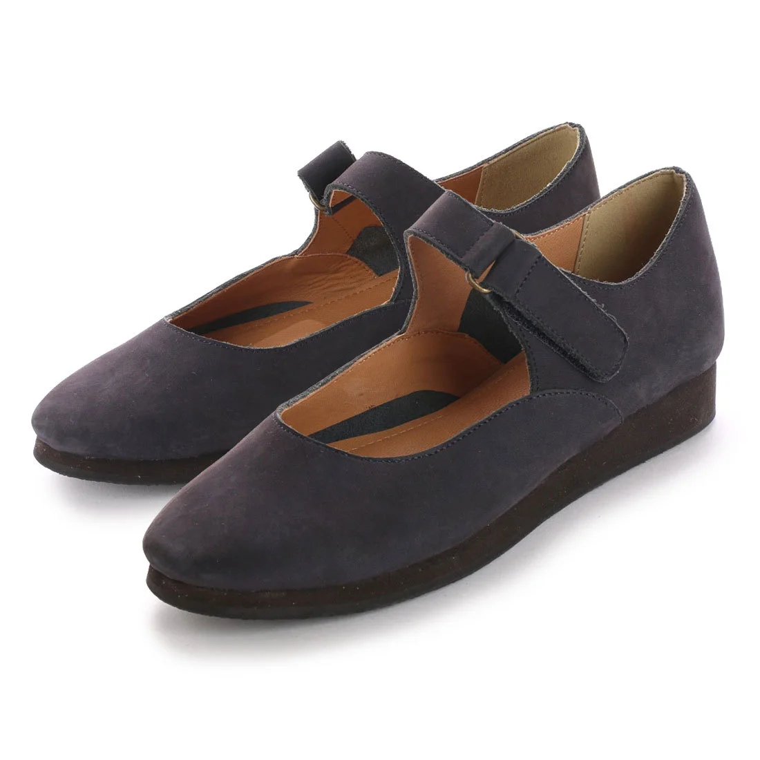 【OUTLET】KISCO（キスコ）マジックテープ仕様インステップストラップシューズ　ネイビー
