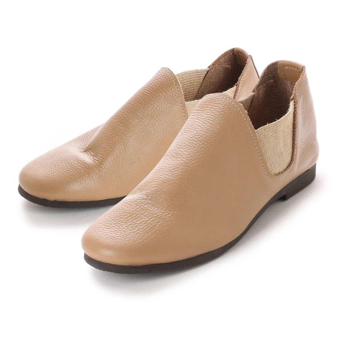 【OUTLET】KISCO（キスコ）サイドゴアカジュアルシューズ 　ベージュ