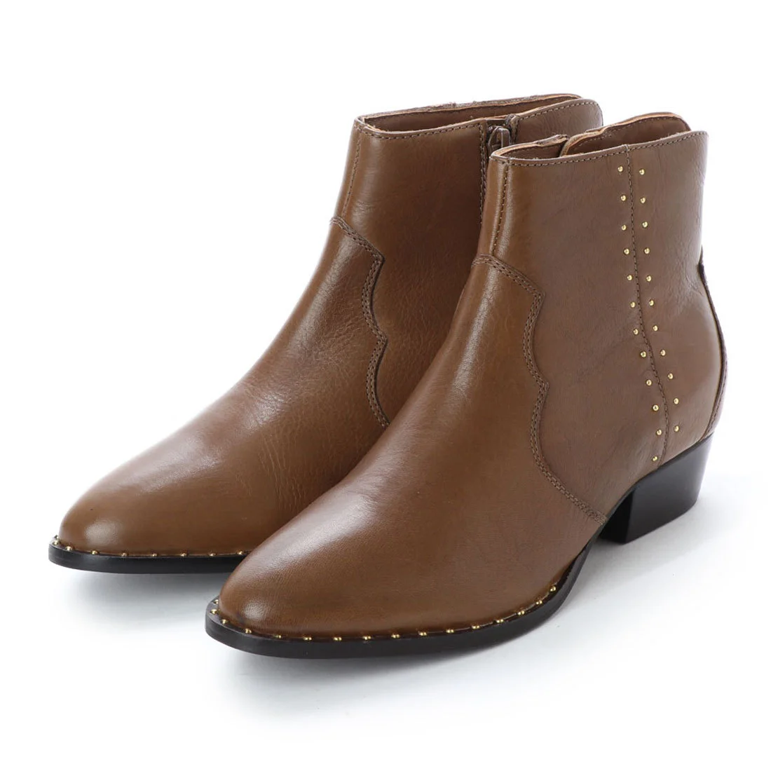 【OUTLET】KISCO（キスコ）スタッズ飾りショートブーツ　ダークカーキ