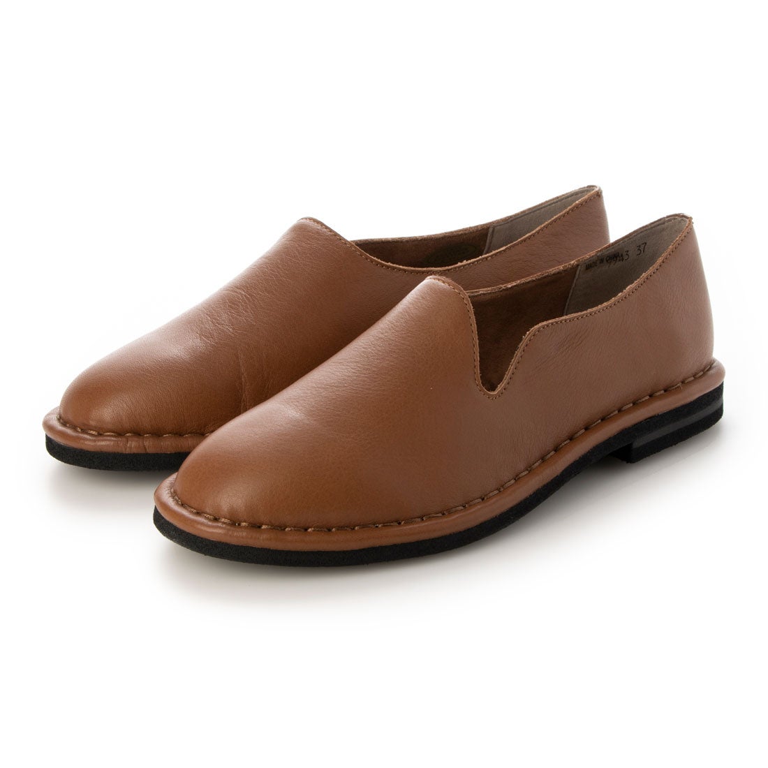 【OUTLET】KISCO（キスコ）アシンメトリーカジュアルフラットシューズ　ブラウン