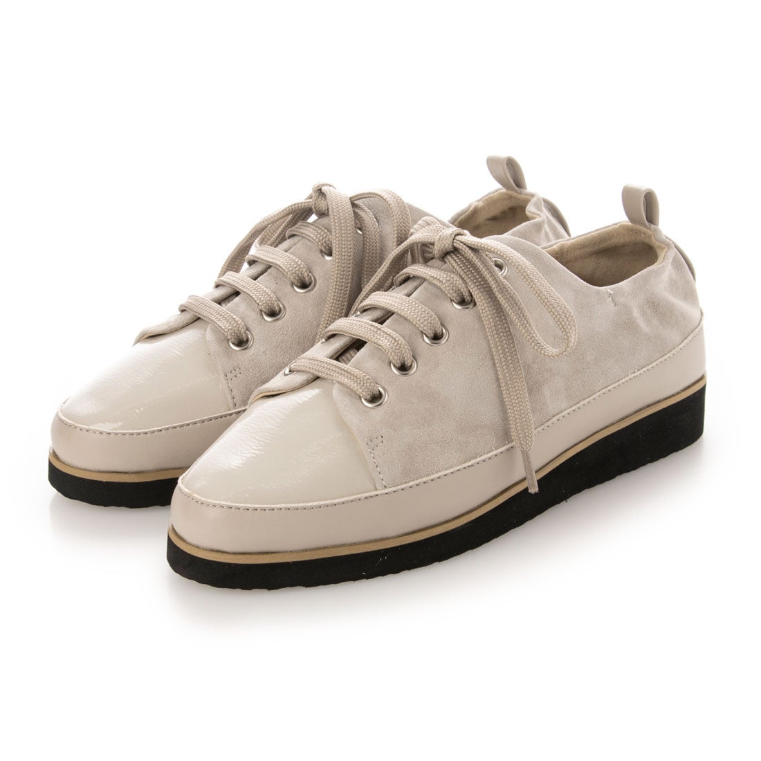 【OUTLET】KISCO（キスコ）異素材コンビレースアップシューズ　ライトグレーコンビ