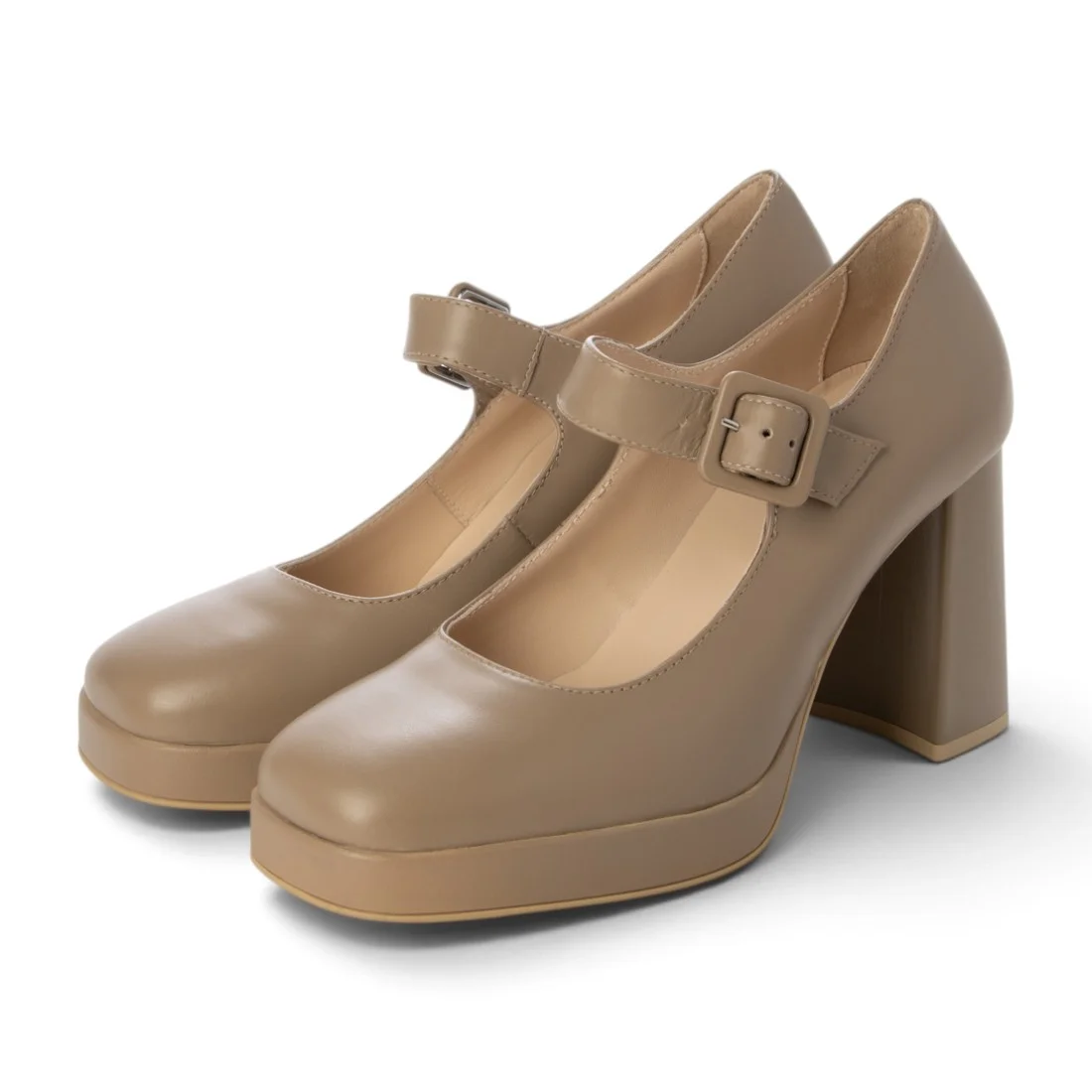 【OUTLET】NeroGiardini（ネロジャルディーニ） イタリア製 ボリュームソール ワンストラップヒールパンプス  　ベージュ