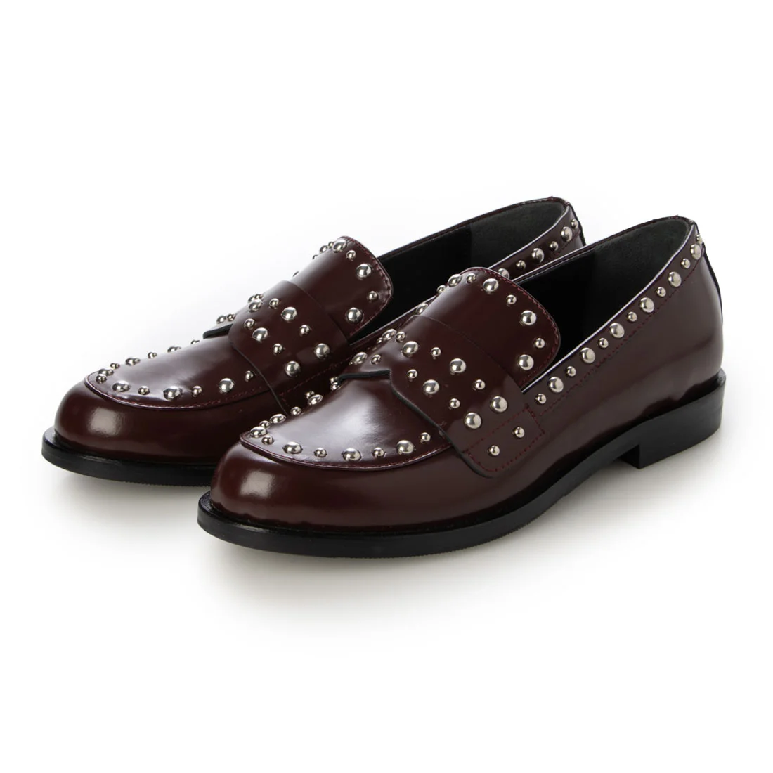 【OUTLET】NAPOLEONI（ナポレオーニ） イタリア製 スタッズデザインローファー　ボルドー