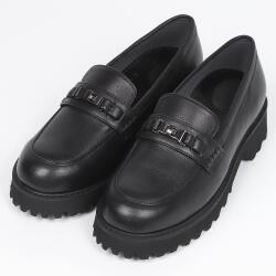 【BARCLAY】ブラックレザー ローファー BARCLAY（バークレー）3.5cmヒールローファー ブラックコンビ
