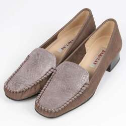 BARCLAY（バークレー）定番モカシンパンプス　ピンクページュヌバック OUTLET】BARCLAY（バークレー）定番モカシンパンプス ブラウン