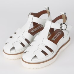 〈極美品〉BARCLAY バークレー【24cm】厚底 グルカサンダル 白 バークレー BARCLAY 【本革 /日本製】モードテイスト 厚底
