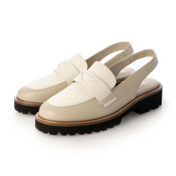 * JEANS*レザー チャンキーモカシン KISCO（キスコ）チャンキーヒールモカシンローファー ベージュ