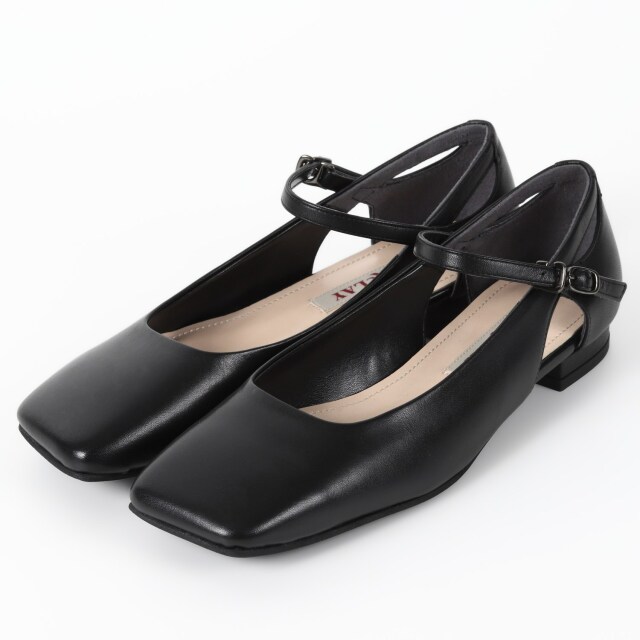 【OUTLET】BARCLAY（バークレー）ワイドスクエアストラップパンプス　ブラック