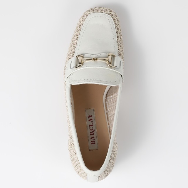 美品　BARCLAY（バークレー）メッシュローファ　アイボリーファブリック24㎝ BARCLAY（バークレー）メッシュローファ アイボリーファブリック