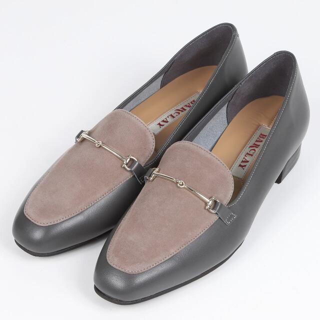 BARCLAY（バークレー）細ビットローファー　グレーコンビ