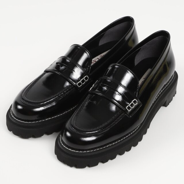 【OUTLET】BARCLAY（バークレー）ステッチワークローファー　ブラックガラス