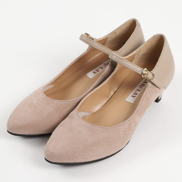 【OUTLET】BARCLAY（バークレー）異素材コンビパンプス　ダークベージュコンビ