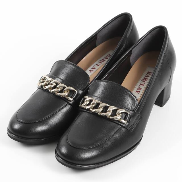 【OUTLET】BARCLAY（バークレー）チェーンローファー風パンプス　ブラック