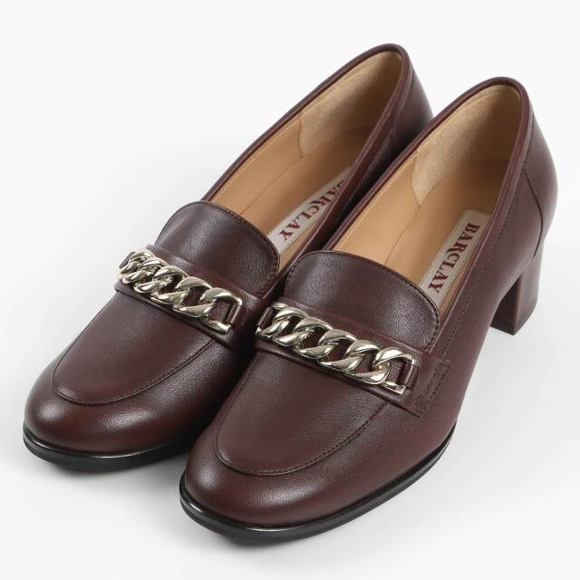 【OUTLET】BARCLAY（バークレー）チェーンローファー風パンプス　ダークブラウン