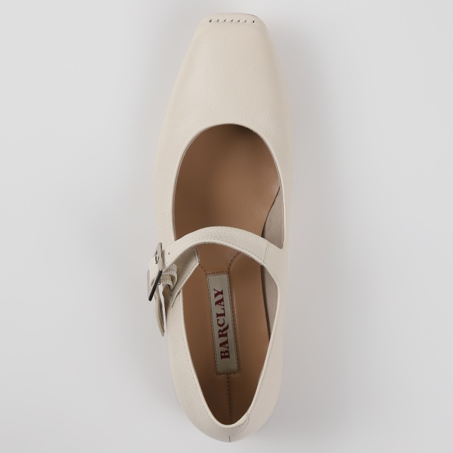 チェンバー　36 アイボリーストラップ フラットシューズ OUTLET】BARCLAY（バークレー）ストラップソフトパンプス アイボリー