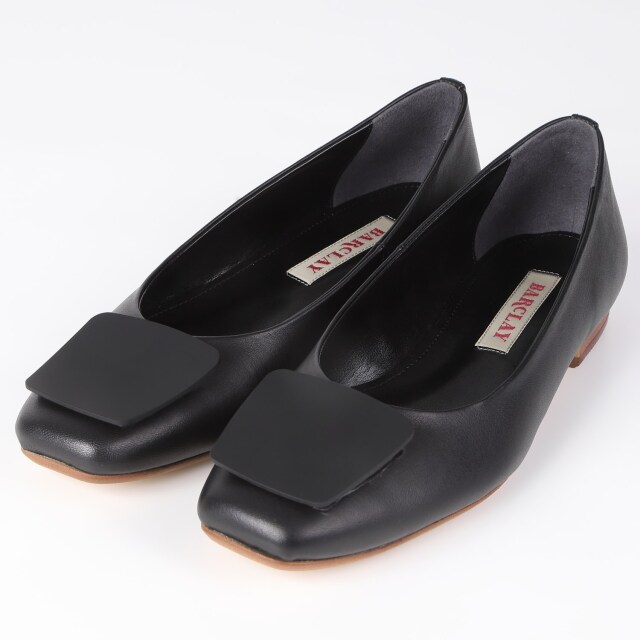 BARCLAY バークレー 台形バックルローヒールパンプス　ブラック BARCLAY（バークレー）バックルローヒールパンプス ブラック｜BARCLAY