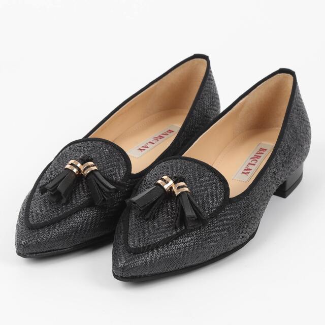 【OUTLET】BARCLAY（バークレー）ラメ生地タッセルパンプス　ブラックファブリック
