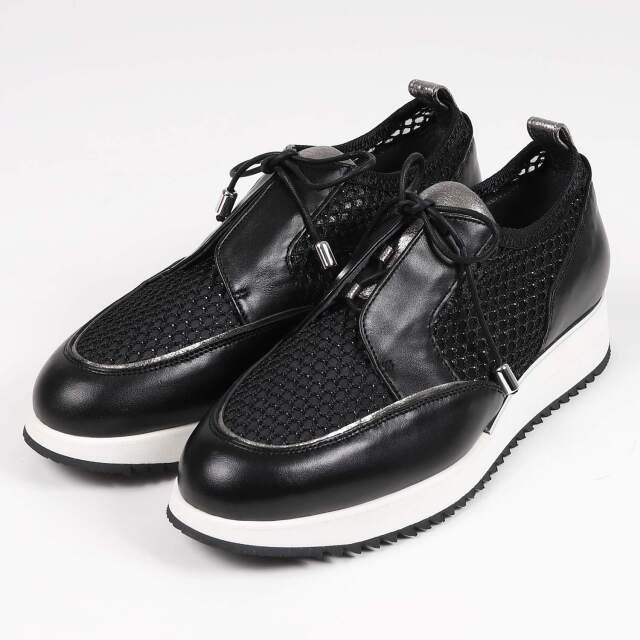 【OUTLET】BARCLAY（バークレー）レースロックメッシュラメスニーカー　ブラック