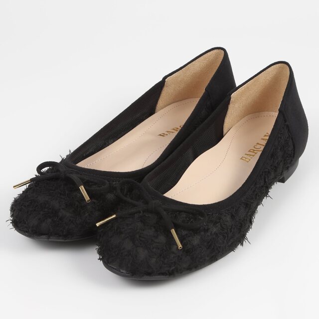 【OUTLET】BARCLAY（バークレー）チュールレースバレエシューズ　ブラックファブリック2