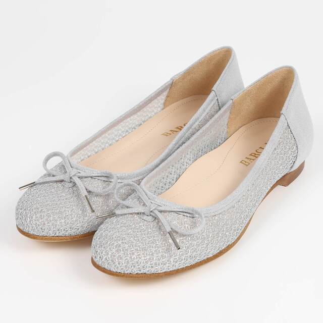【OUTLET】BARCLAY（バークレー）チュールレースバレエシューズ　シルバーファブリック